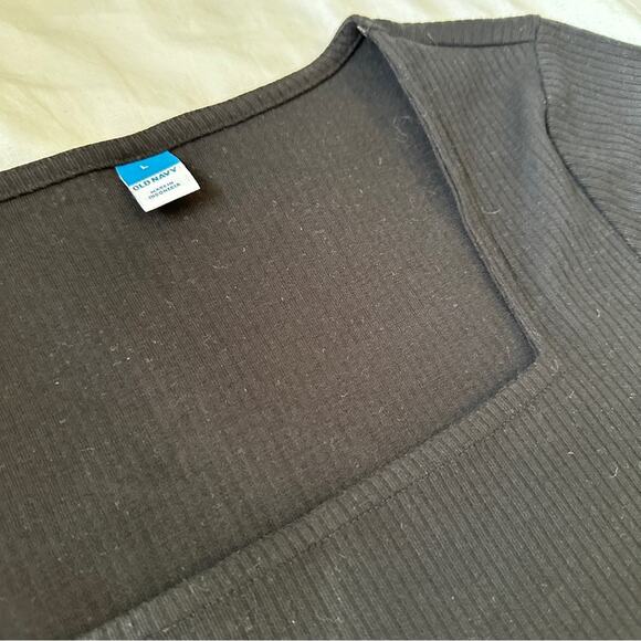 Old Navy Long-Sleeve Square Neck Rib Knit Bodysuit Black NWT Large - Picture 7 of 9